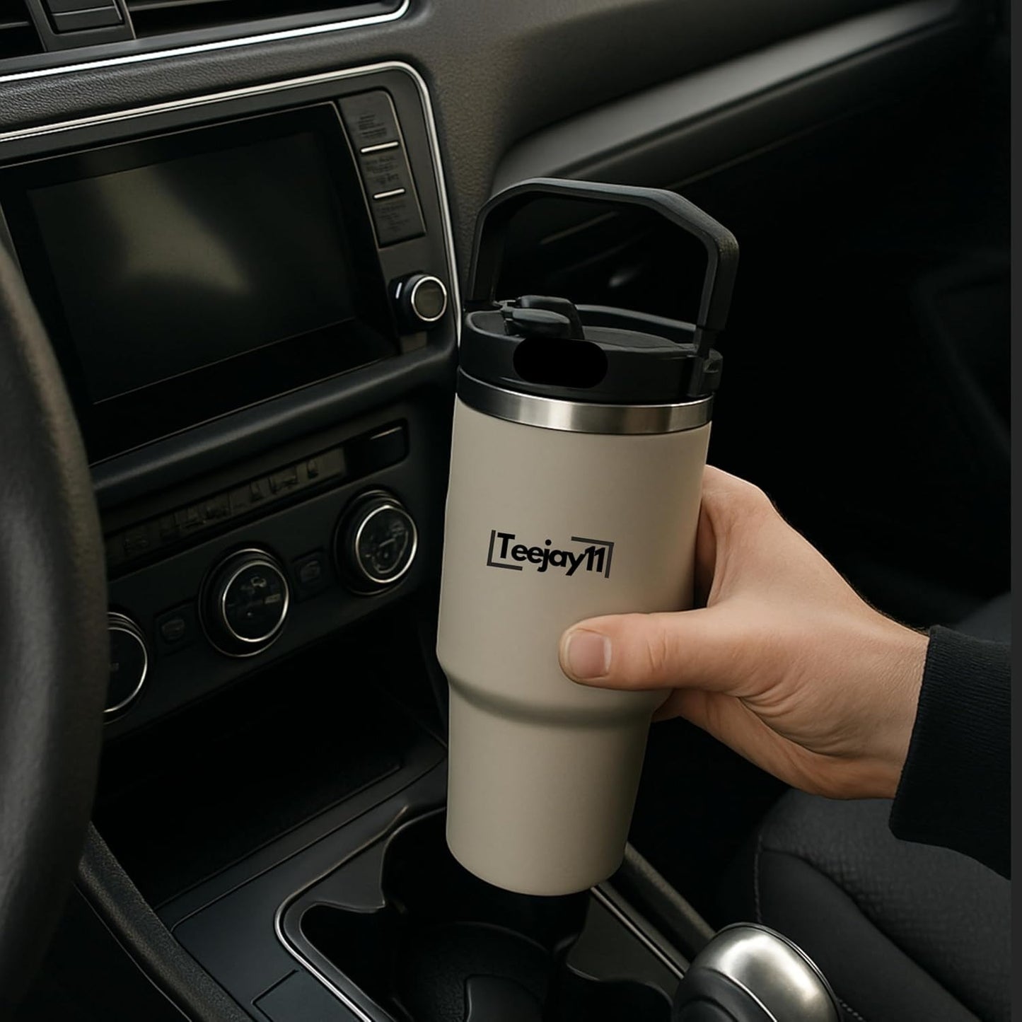 Teejay11 40 oz Tumbler Cup with Straw and Lid Stainless Steel Insulated Tumbler with Handle Water Bottle with Straw Large Water Tumbler for Hot & Cold Drinks, Smoothies, Iced Coffee