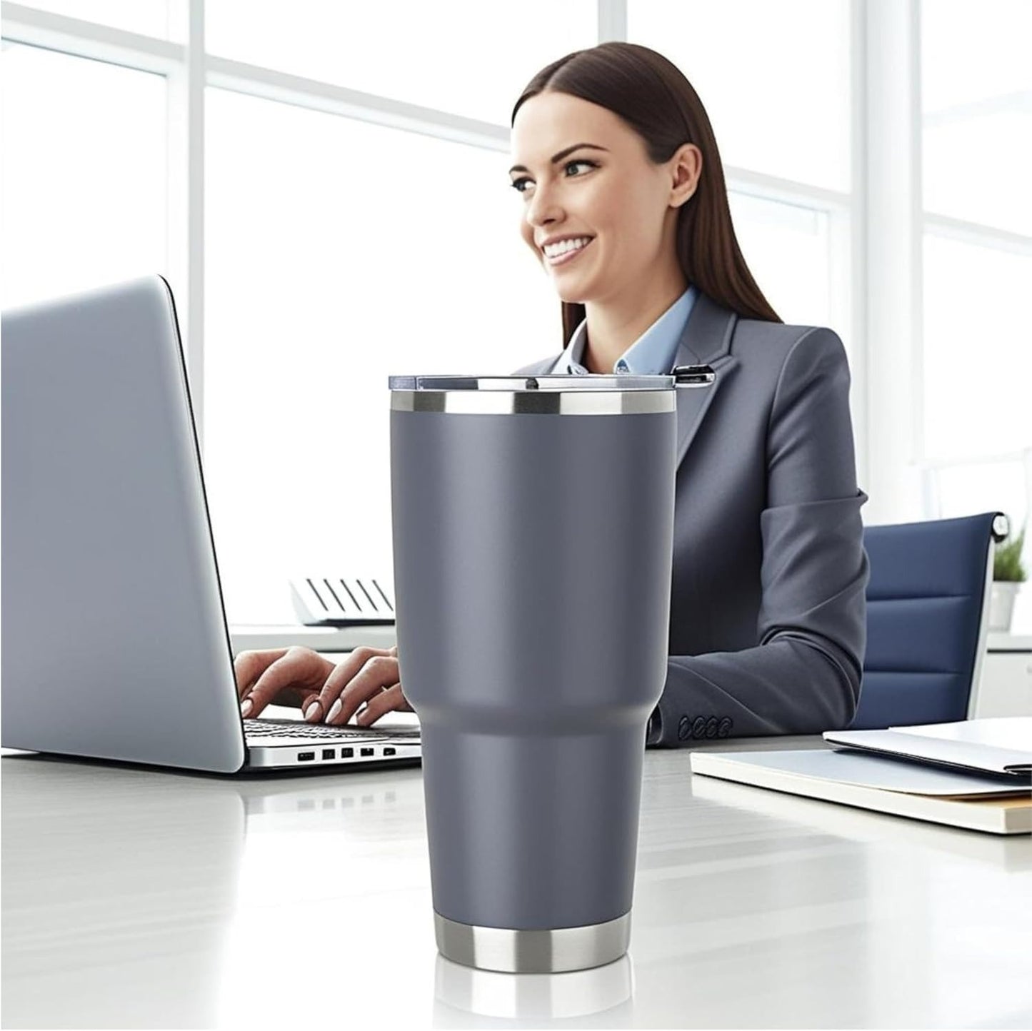 Teejay11 30 oz Stainless Steel Travel Mug with Lid Double Wall Vacuum Insulated Coffee Tumblers Keeps Drinks Hot or Cold 30oz Tumbler Ideal for Water,Ice Coffee, Tea, Smoothie & More