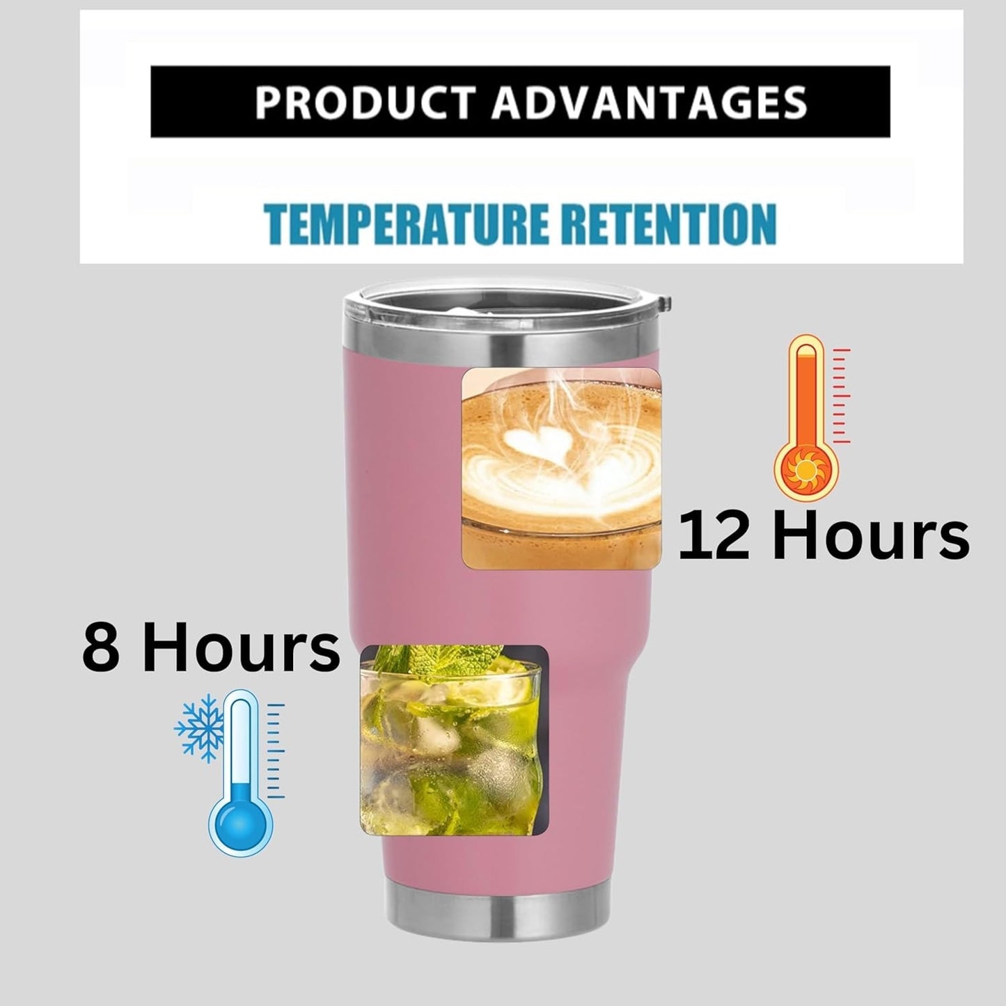 Teejay11 30 oz Stainless Steel Travel Mug with Lid Double Wall Vacuum Insulated Coffee Tumblers Keeps Drinks Hot or Cold 30oz Tumbler Ideal for Water,Ice Coffee, Tea, Smoothie & More