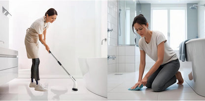 10 in 1 Electric Spin Scrubber Cordless Cleaning Brush Head Long Handle Spin Scrubber & Gap Cleaning Brush Window Cleaning Tools 8 Brush Heads for Bathroom,Floor,Tile, Kitchen & Grout Cleaning