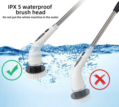 10-in-1 Electric Spin Scrubber with 8 Replaceable Head Cleaning Brush Shower Scrubber with Long Handle Bathroom Cleaning Brush Electric Scrubber for Cleaning Kitchen,Floor,Grout Brush & Squeegee