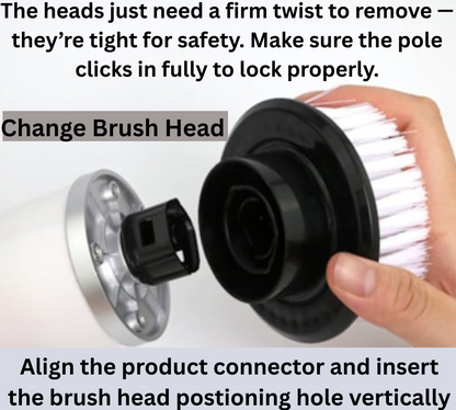 10-in-1 Electric Spin Scrubber with 8 Replaceable Head Cleaning Brush Shower Scrubber with Long Handle Bathroom Cleaning Brush Electric Scrubber for Cleaning Kitchen,Floor,Grout Brush & Squeegee