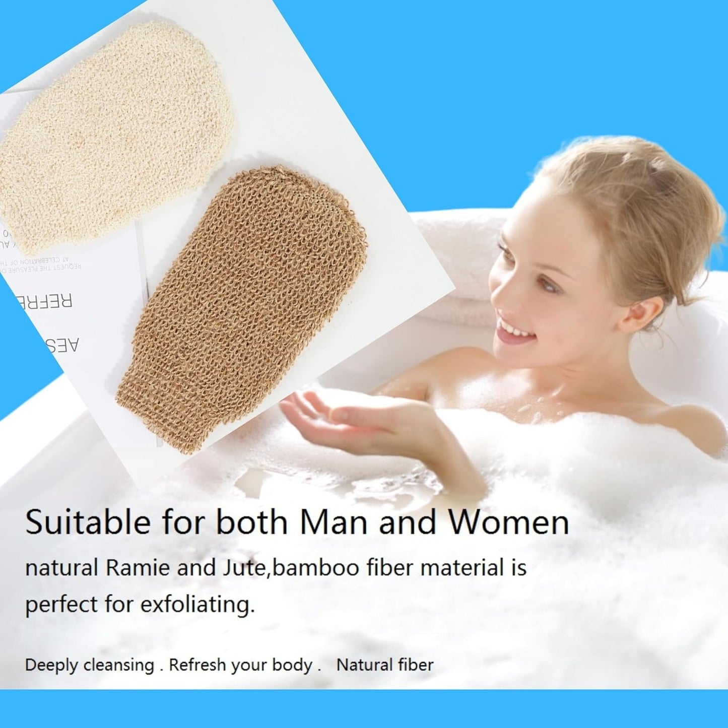 Teejay11 Exfoliating lymphatic Dry Brush Spa Set Body Care Exfoliating Gloves, Body Scrubber dry brushing body brush, Loofah washcloth mitt for men & women