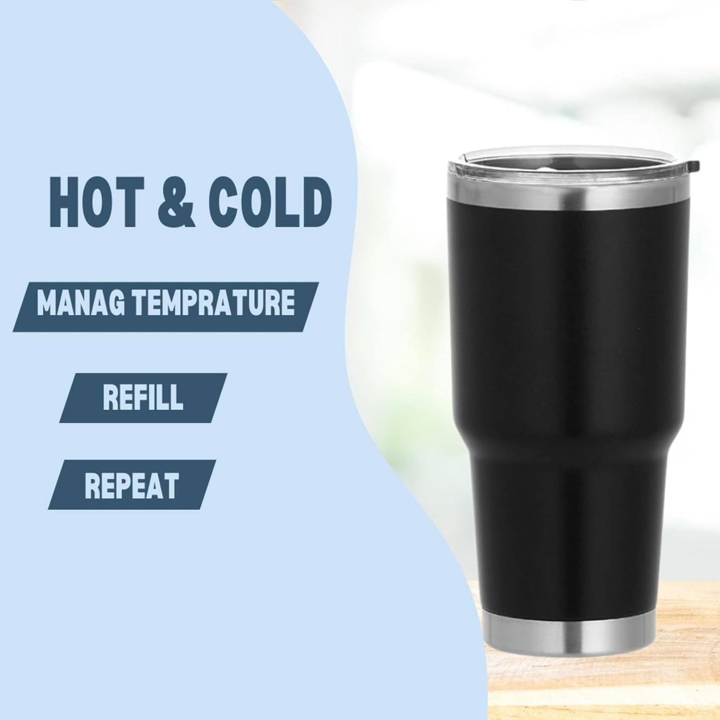 Teejay11 30 oz Stainless Steel Travel Mug with Lid Double Wall Vacuum Insulated Coffee Tumblers Keeps Drinks Hot or Cold 30oz Tumbler Ideal for Water,Ice Coffee, Tea, Smoothie & More