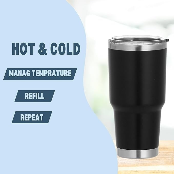 Teejay11 30 oz Stainless Steel Travel Mug with Lid Double Wall Vacuum Insulated Coffee Tumblers Keeps Drinks Hot or Cold 30oz Tumbler Ideal for Water,Ice Coffee, Tea, Smoothie & More